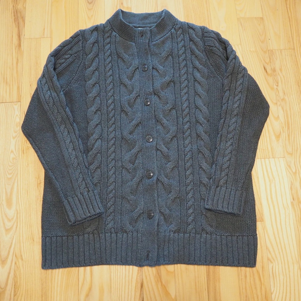 L.L.Bean Double L Cable Sweater Sz 1X Plus Button Front Cardigan Classic 519608